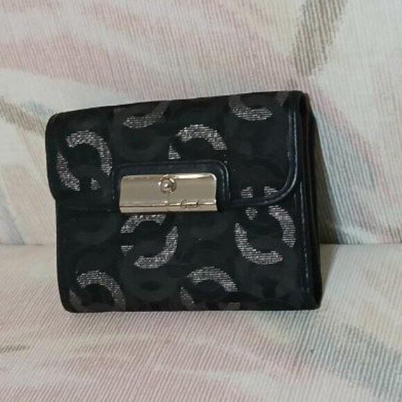 Coach Black Signature Canvas and Leather Wallet with Silver Clasp - Picture 6 of 6